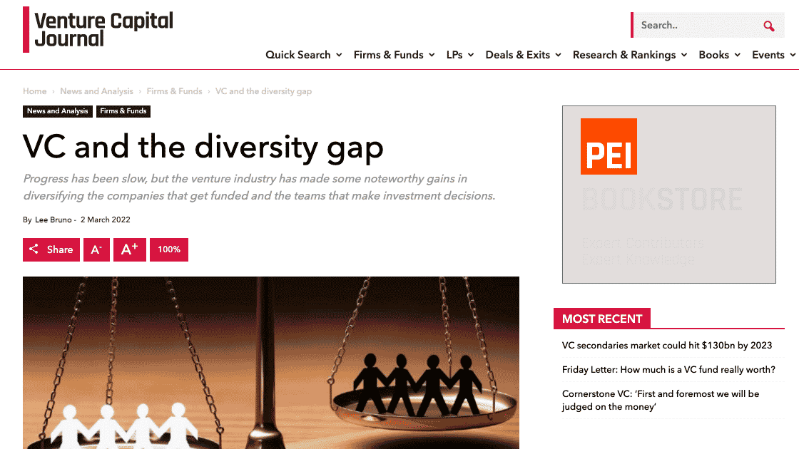 Venture Capital Journal - VC and the diversity gap graphic